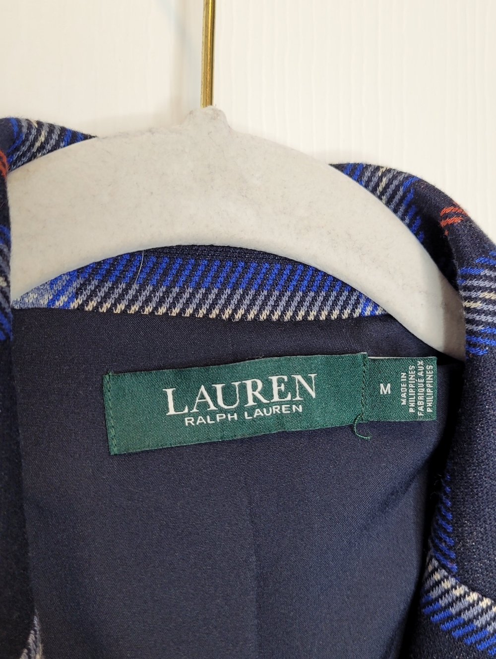 Lauren Ralph Lauren Plaid Blazer M Navy Preppy Academia - Picture 5 of 6